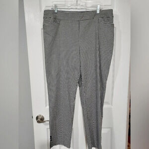 Chico's Black and White Gingham Print Pull On Pants in Size 3R / 16R Regular